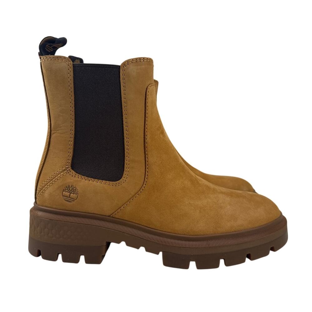 Timberland Cortina Valley Chelsea‎ Boots Womens 7 Wheat Nubuck Lug Sole Pull On